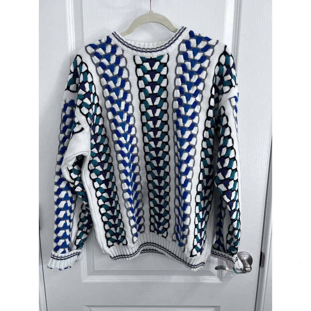 Concrete Mix Men's Cable Knit Sweater Colorful Multi Size M Vintage